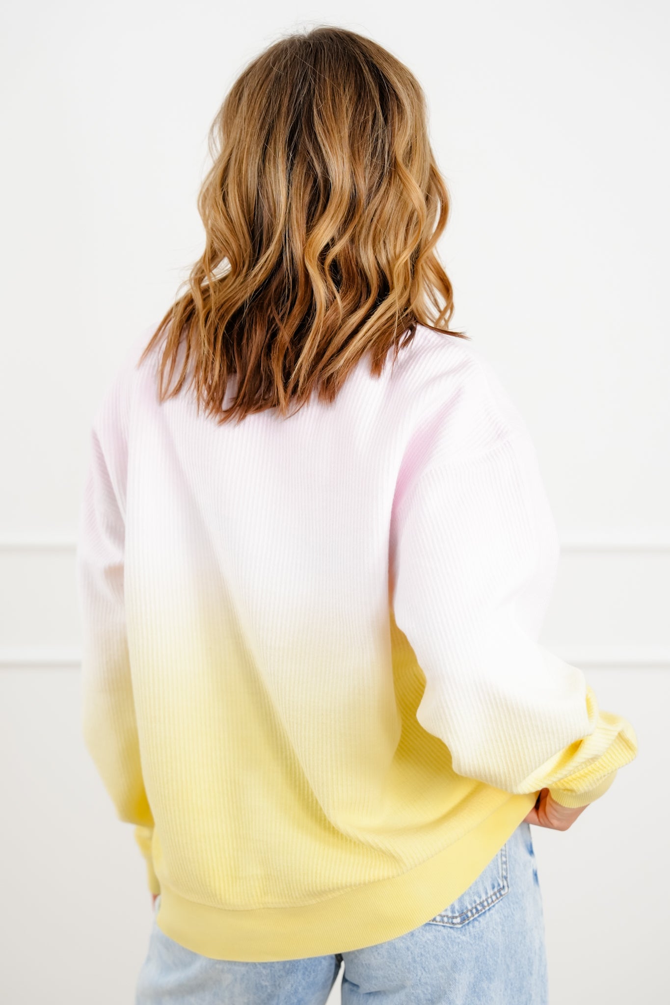 Plus/Reg Ombre Ribbed Long Sleeve Pullover Top