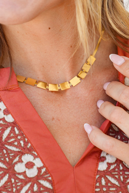 18k Non-Tarnish Stainless Steel Herringbone Chain Necklace