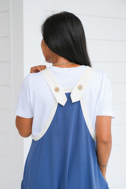 Sleeveless Adjustable Strap Jumpsuit with Button Detail