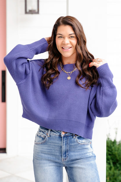 Solid Long Sleeve Cropped Sweater