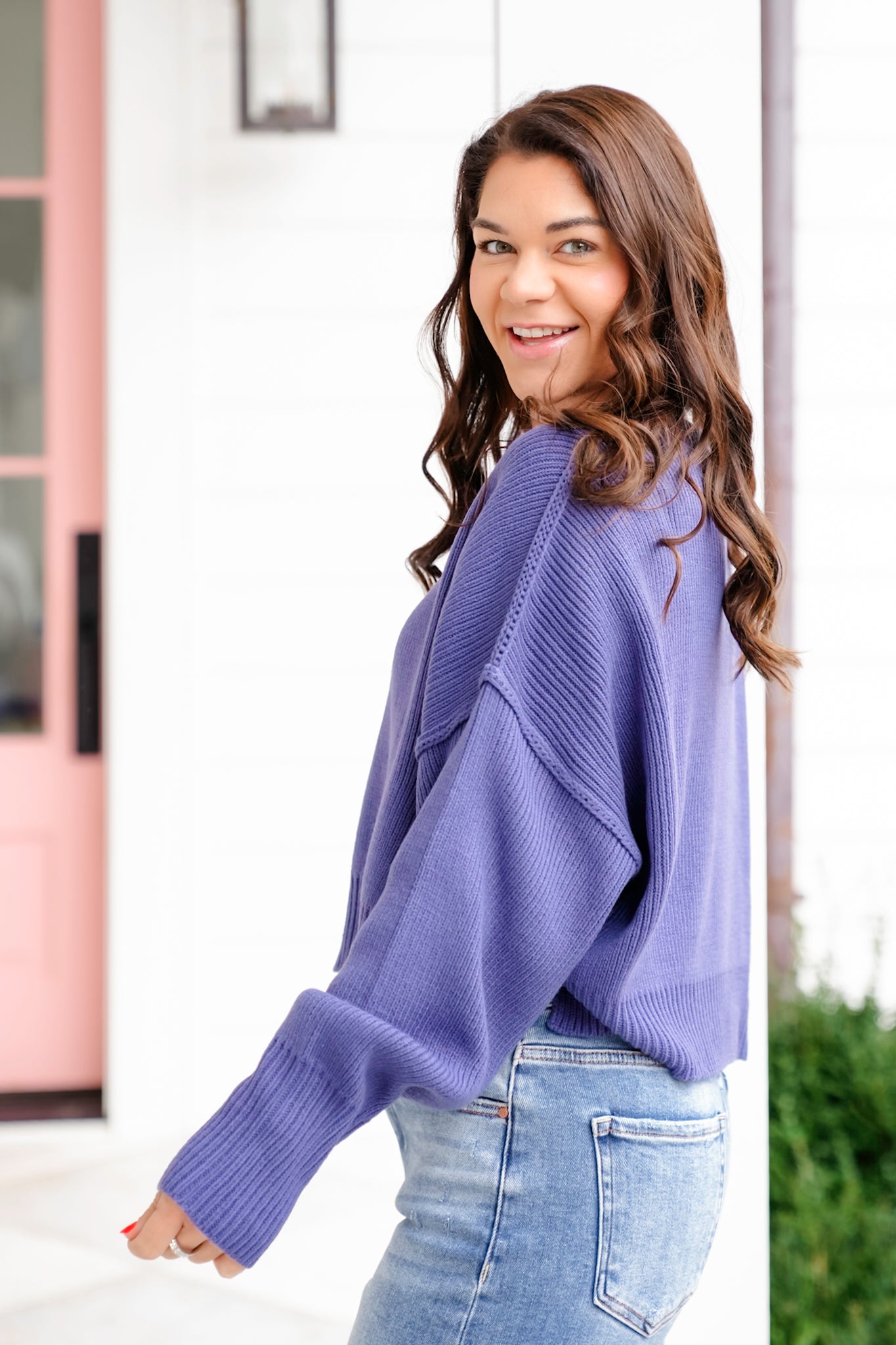 Solid Long Sleeve Cropped Sweater