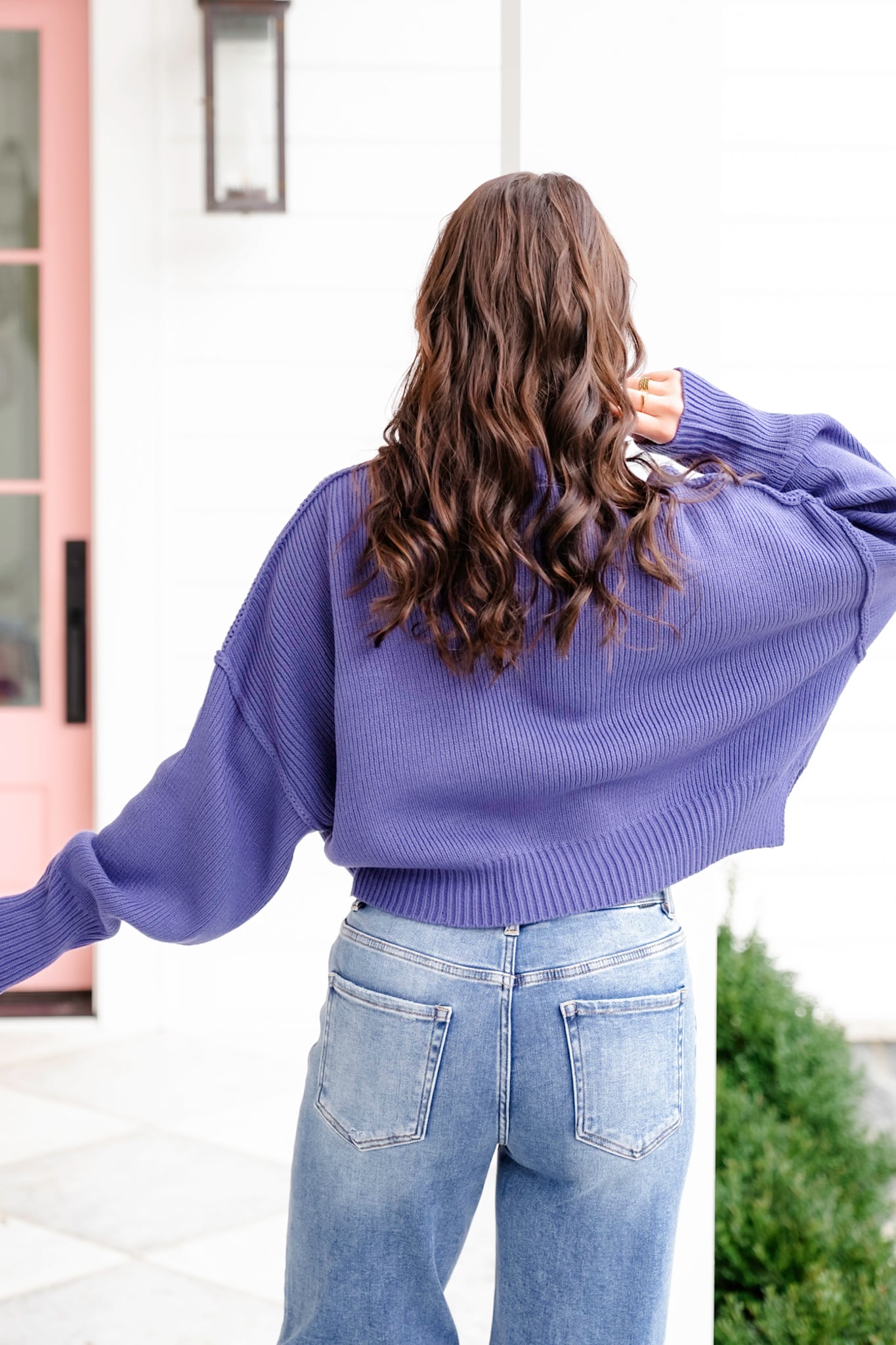 Solid Long Sleeve Cropped Sweater