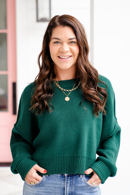 Solid Long Sleeve Cropped Sweater