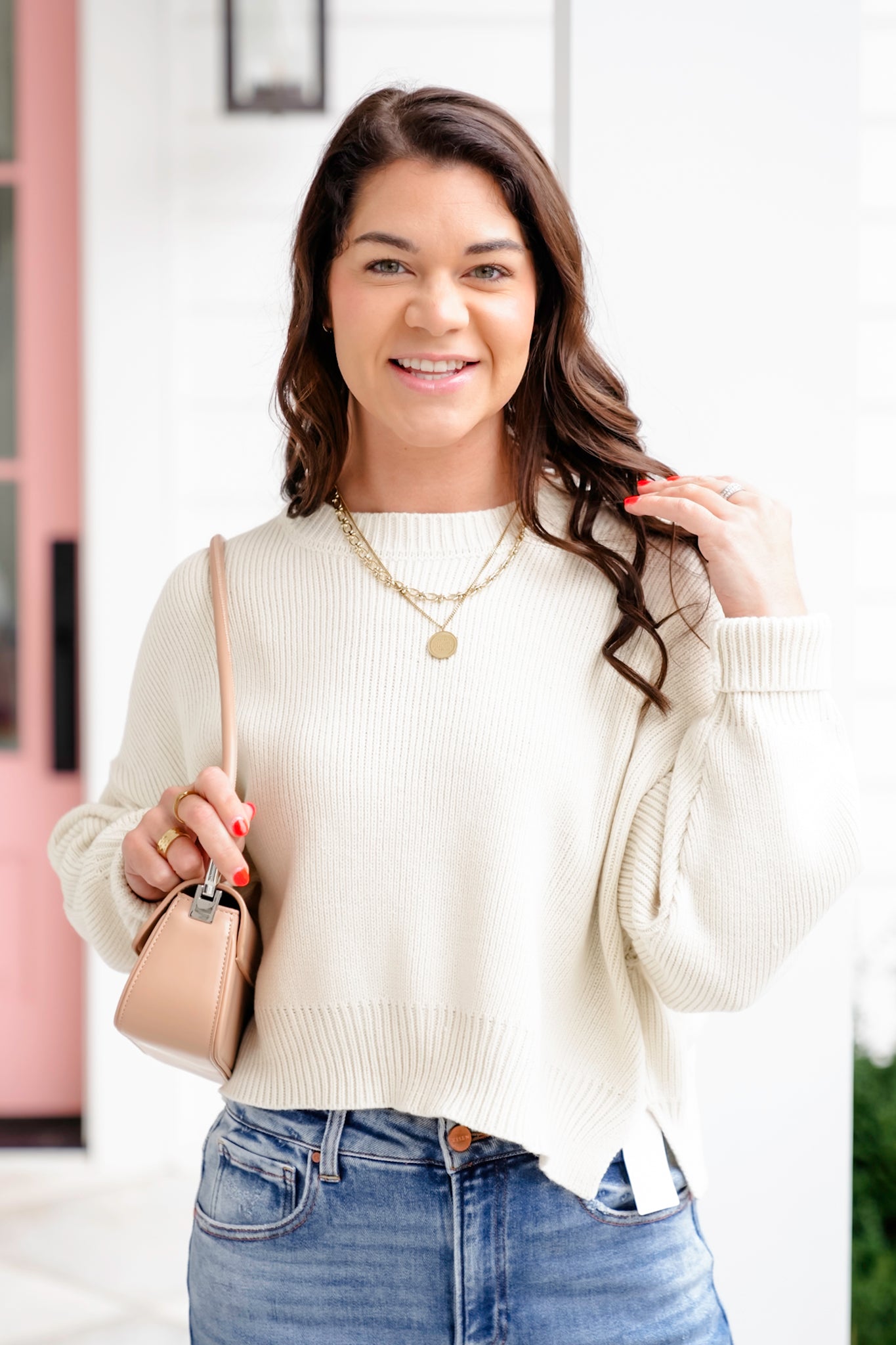 Solid Long Sleeve Cropped Sweater