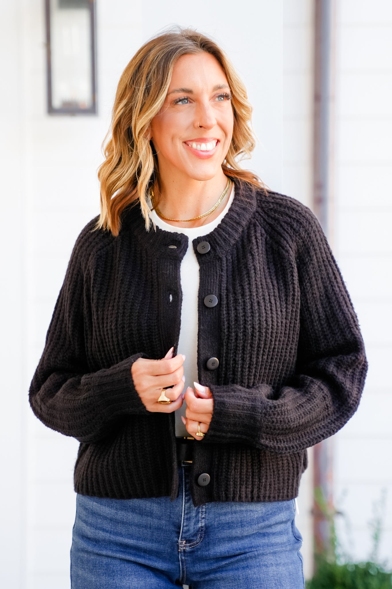 Ribbed Long Sleeve Button Down Cardigan Sweater
