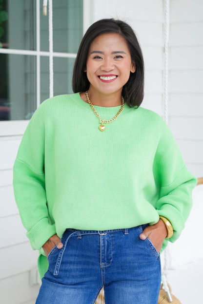 Solid Long Sleeve Drop Shoulder Sweater