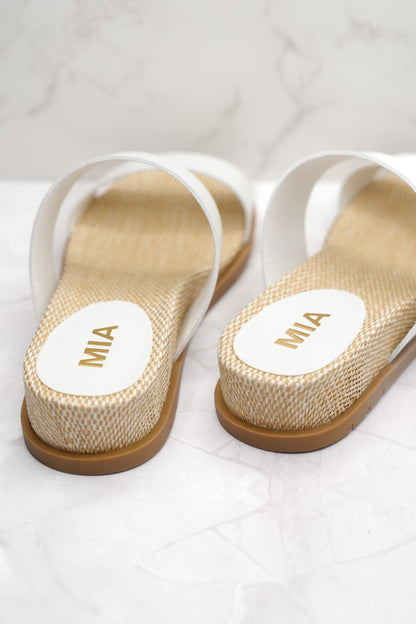 MIA Double Strap Slide Sandal with Woven Footbed
