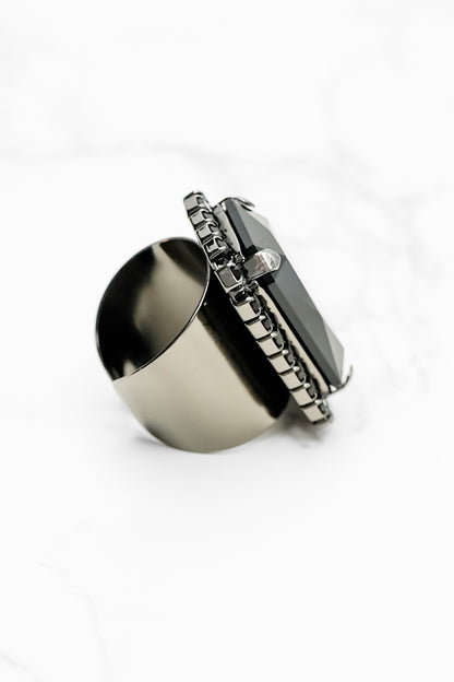TOVA Mini Soleil Ring with Trim in Gunmetal