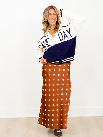 Color Block Long Sleeve Game Day Cardigan - Freckled Poppy