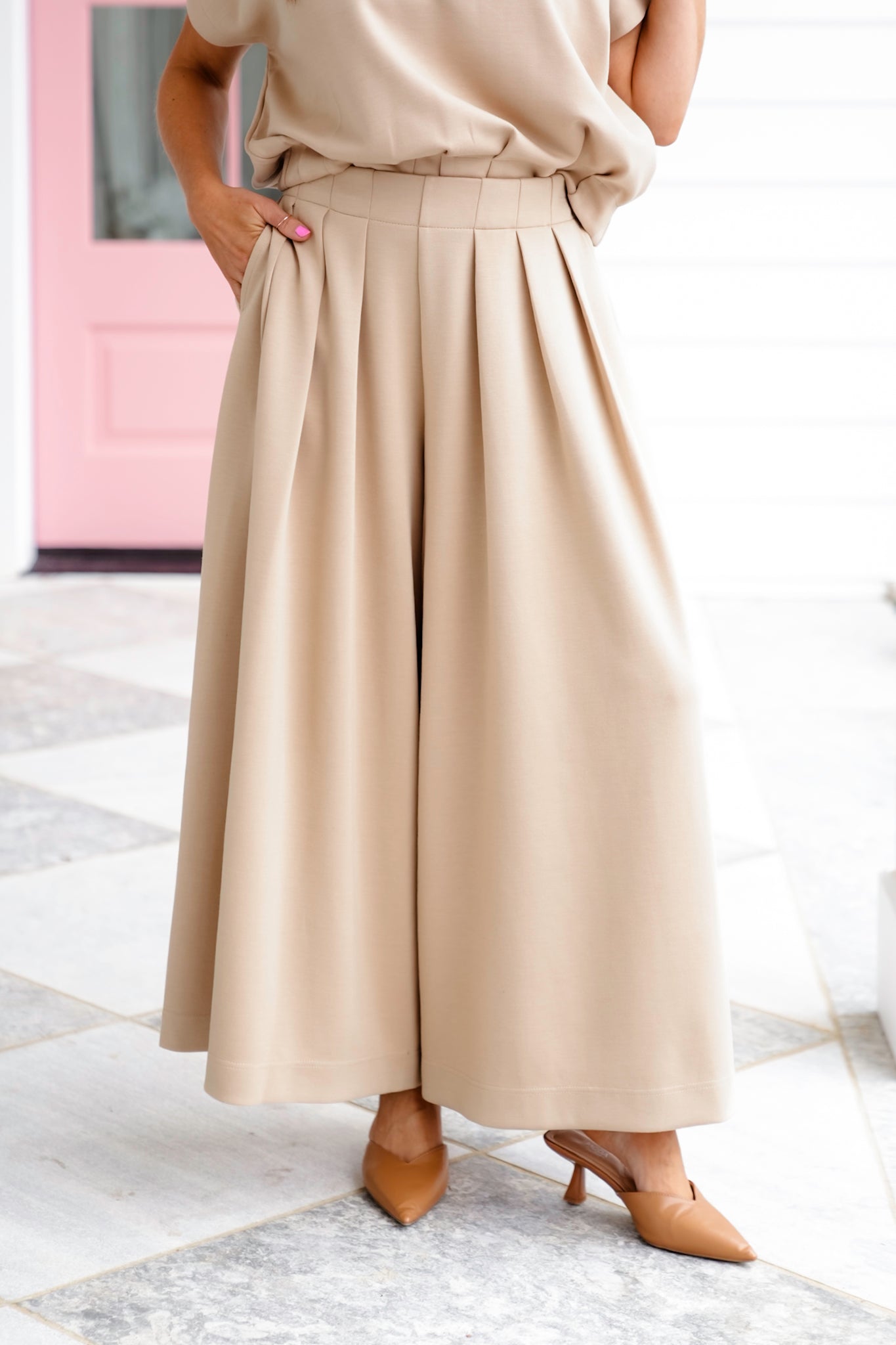 Pleated High Waist Wide Leg Pants