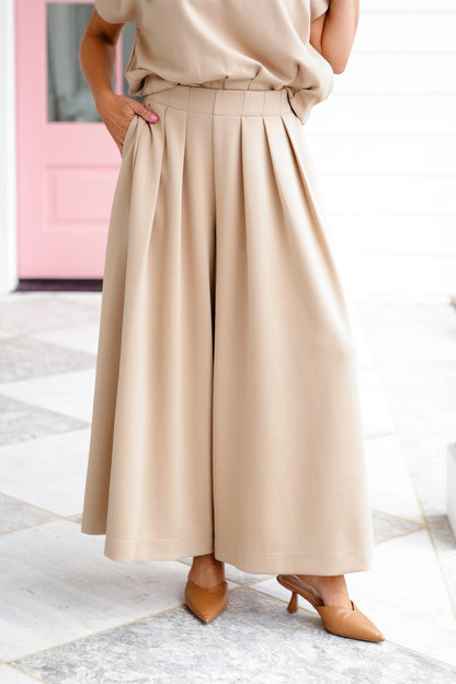 Pleated High Waist Wide Leg Pants