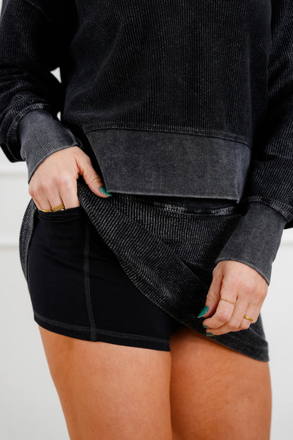 Plus/Reg Ribbed Elastic Waist Skort