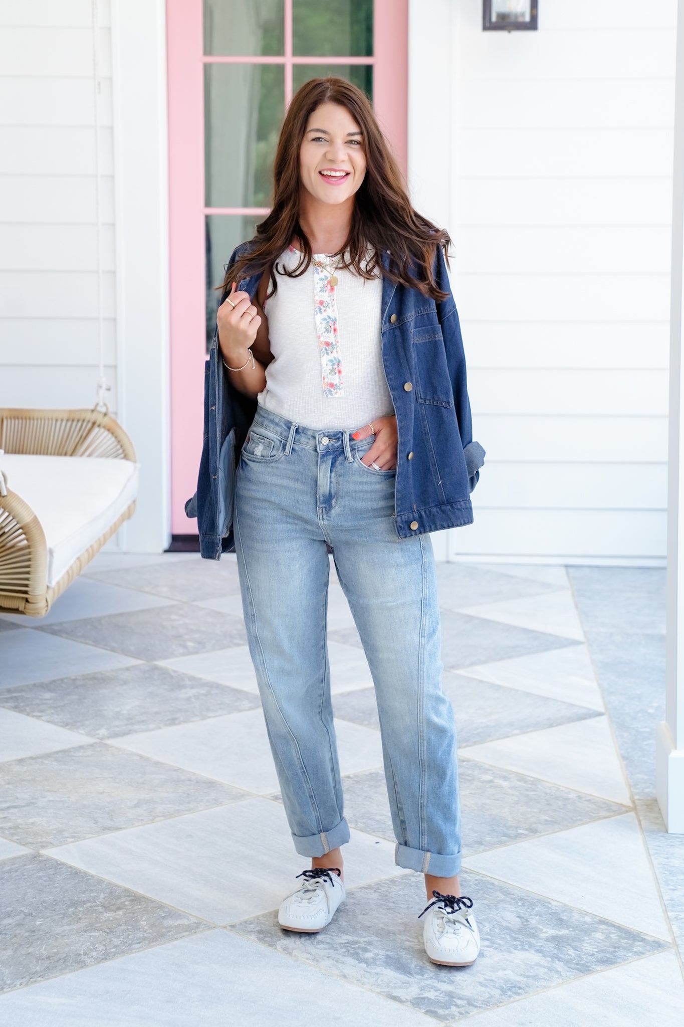 POL Sleeveless Knit Top with Floral Detail