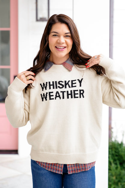 Knit Long Sleeve "Whiskey Weather" Sweater