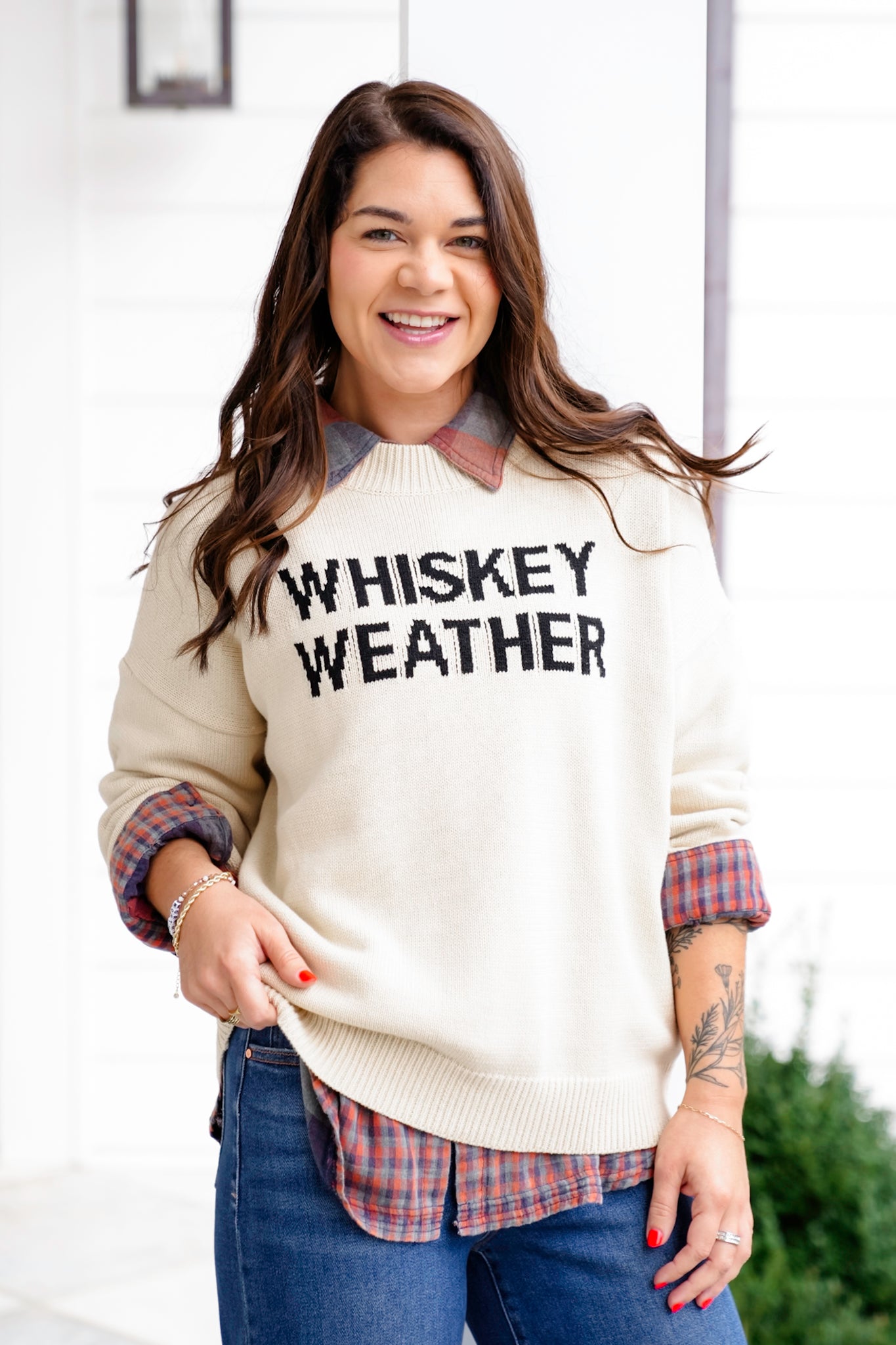 Knit Long Sleeve "Whiskey Weather" Sweater