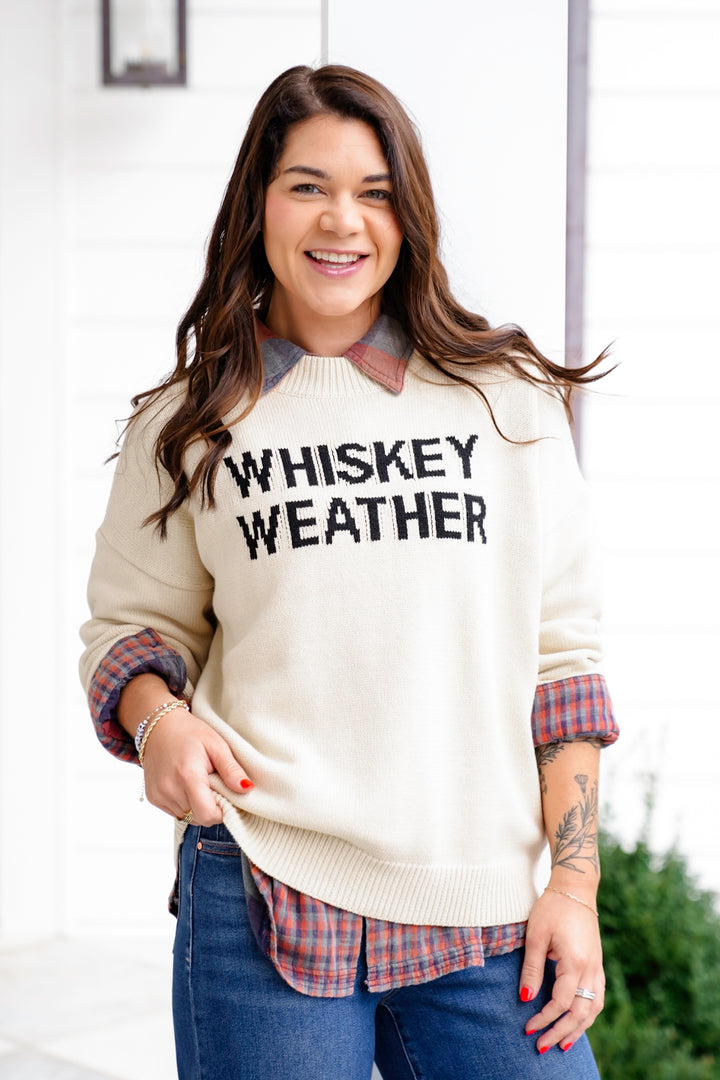 Knit Long Sleeve "Whiskey Weather" Sweater