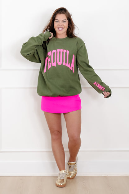 Long Sleeve "Tequila Always" Graphic Sweatshirt