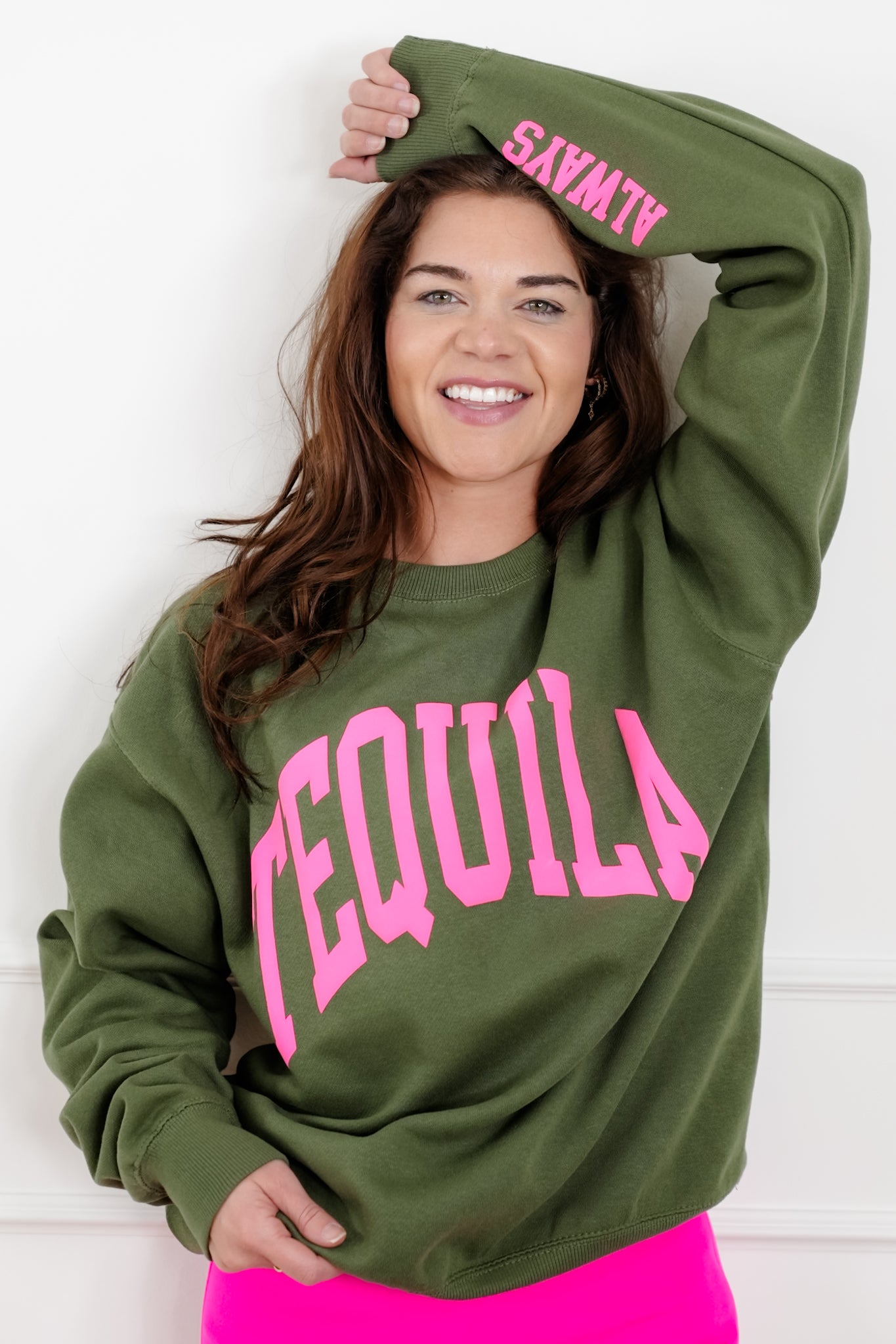 Long Sleeve "Tequila Always" Graphic Sweatshirt