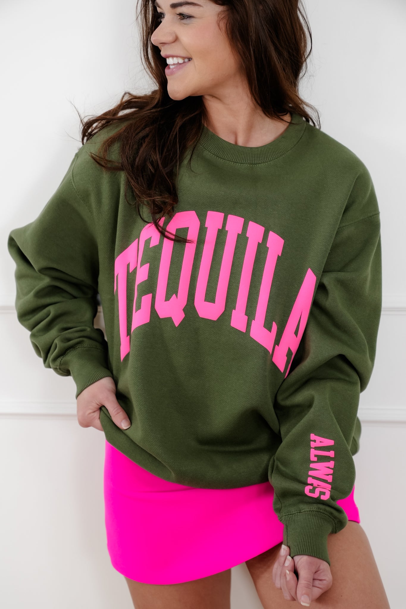 Long Sleeve "Tequila Always" Graphic Sweatshirt