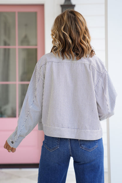 Striped Long Sleeve Zip-UP Jacket