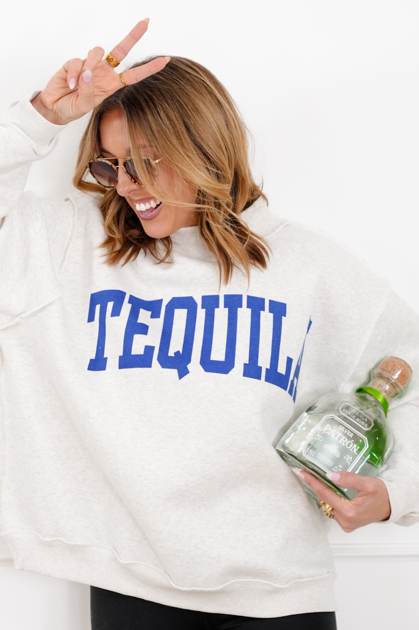 Long Sleeve Reversible "Tequila/Hungover" Graphic Sweatshirt