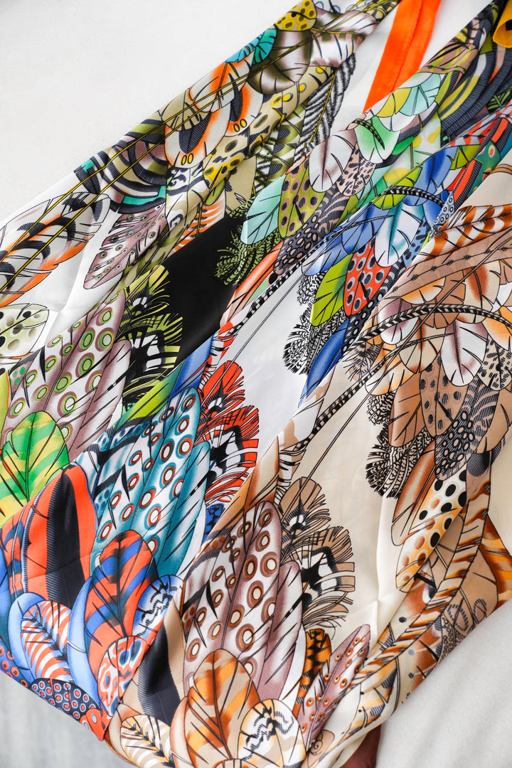 German Fuentes Feather Design Small Scarf