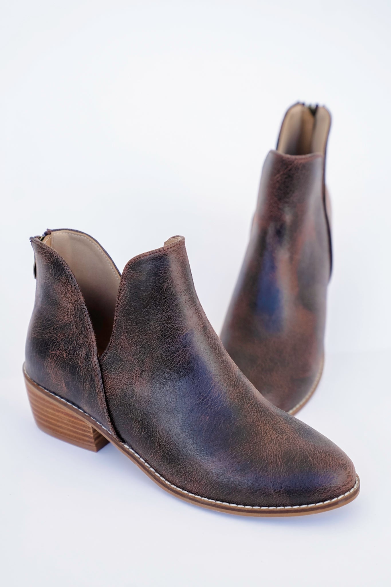 Corky's "Vanish" Western Ankle Slip On Booties with Stacked Heel