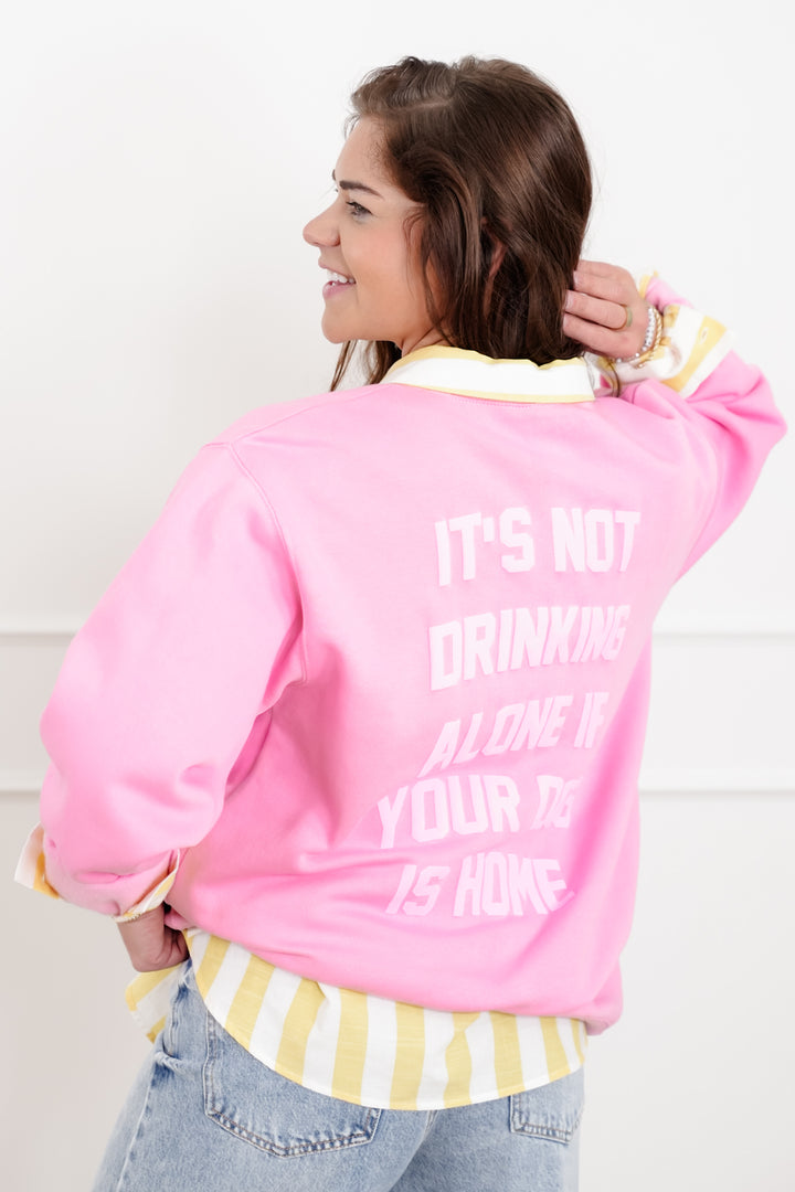 Long Sleeve "Not Drinking Alone" Graphic Sweatshirt