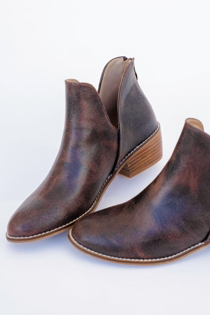 Corky's "Vanish" Western Ankle Slip On Booties with Stacked Heel