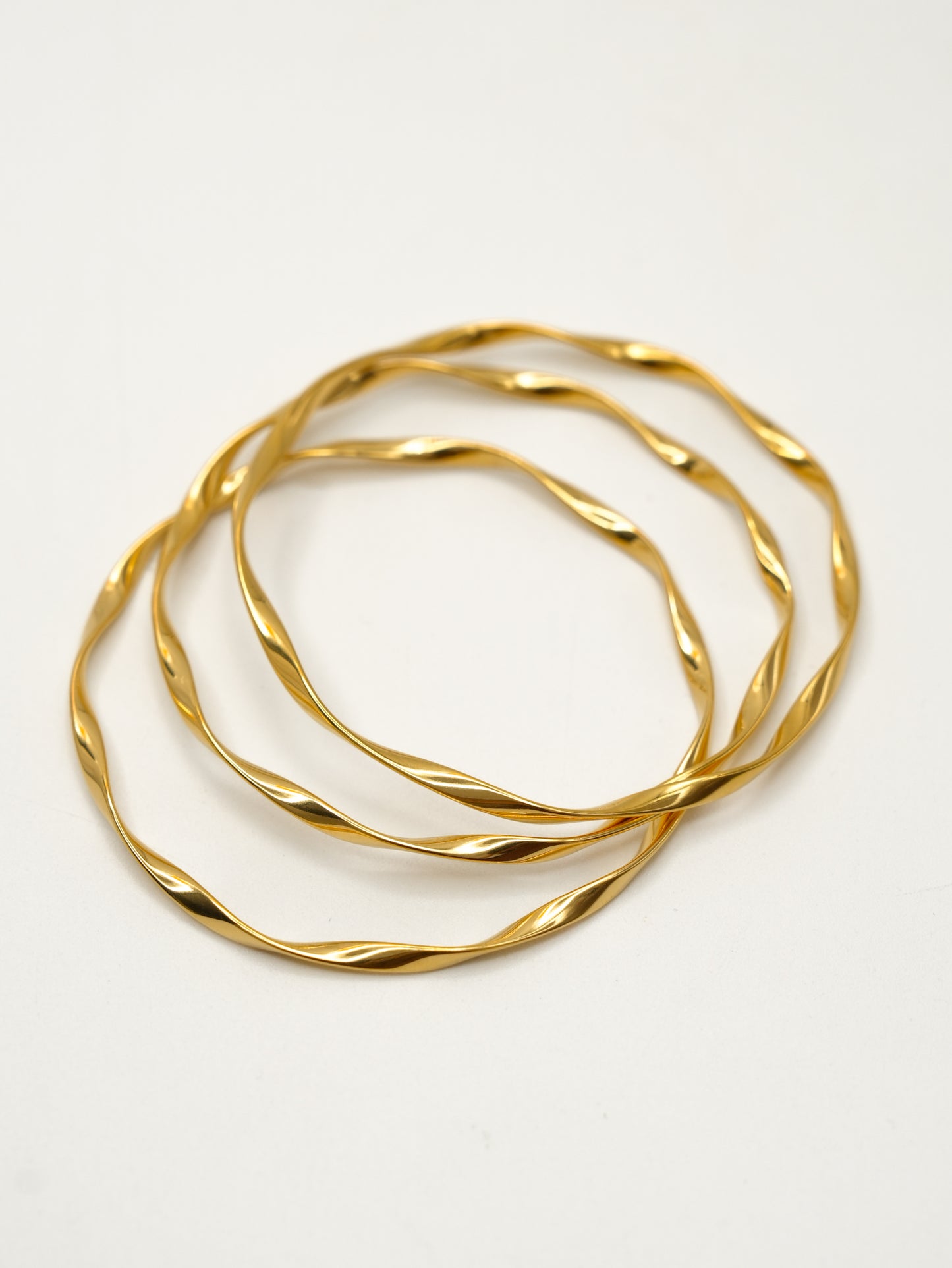 Gold 3 Piece Twisted Bangle Set