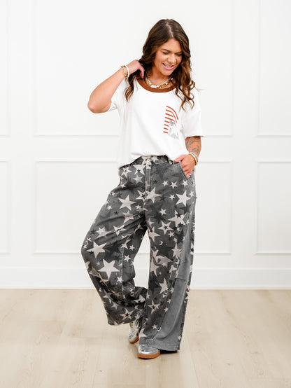 POL Star Pattern High Rise Twill Pants