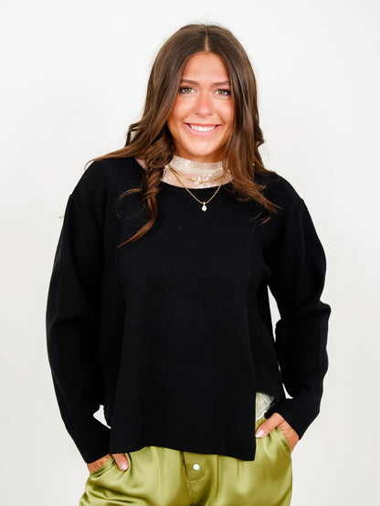 Solid Long Sleeve Boat Neck Knit Sweater - Freckled Poppy