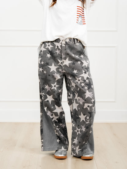 POL Star Pattern High Rise Twill Pants