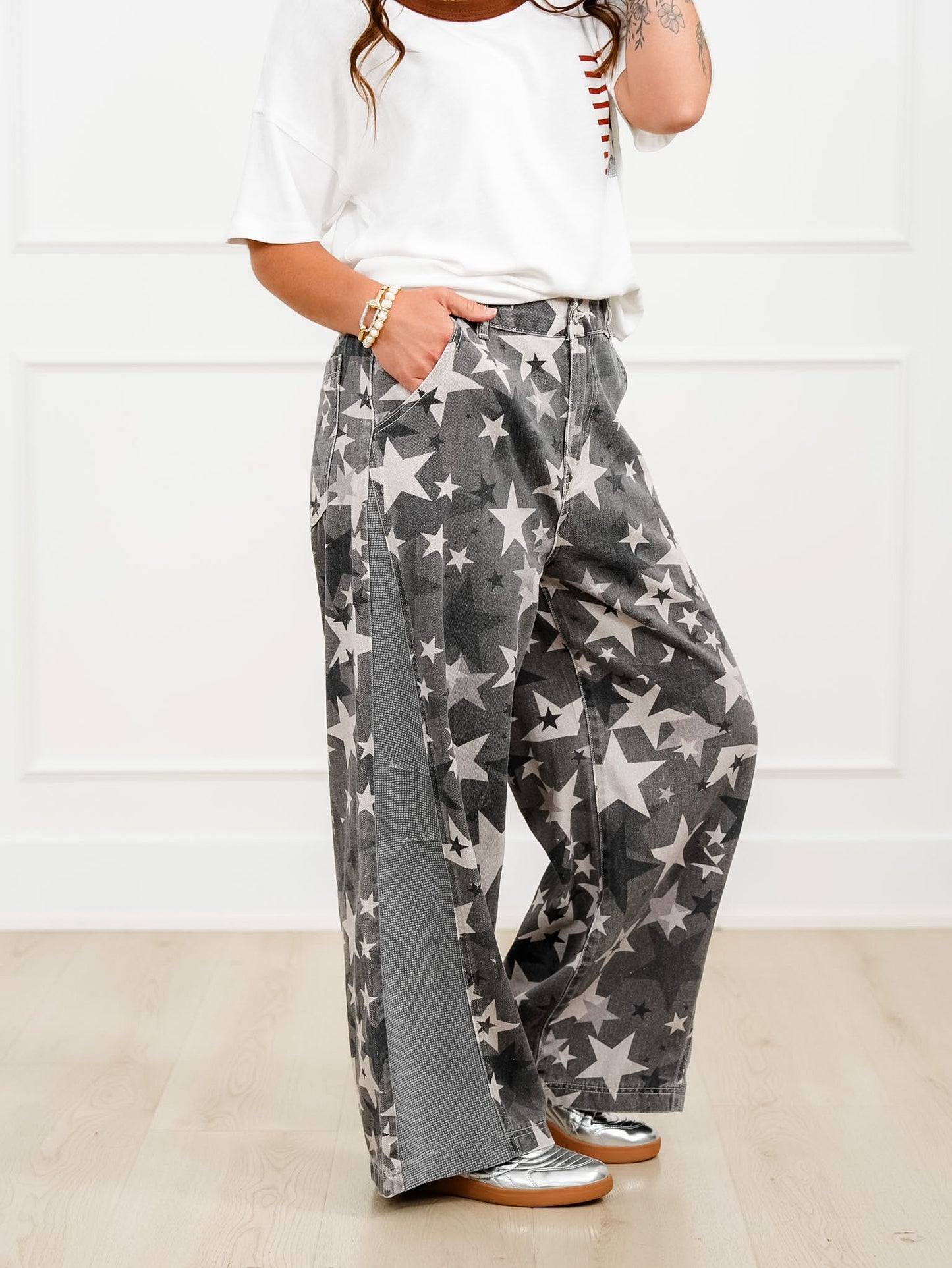POL Star Pattern High Rise Twill Pants