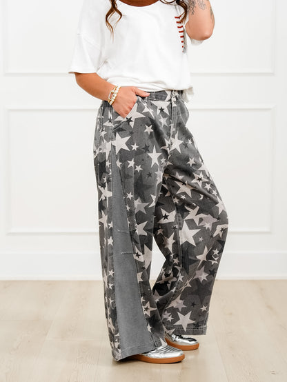 POL Star Pattern High Rise Twill Pants