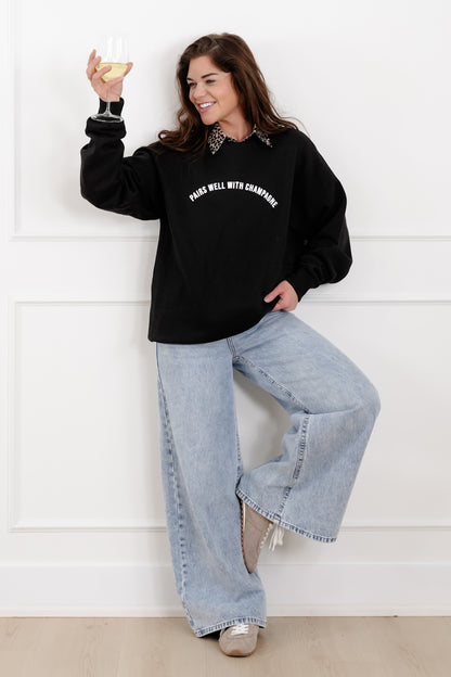 Black Long Sleeve "Pairs Well With Champagne" Sweatshirt