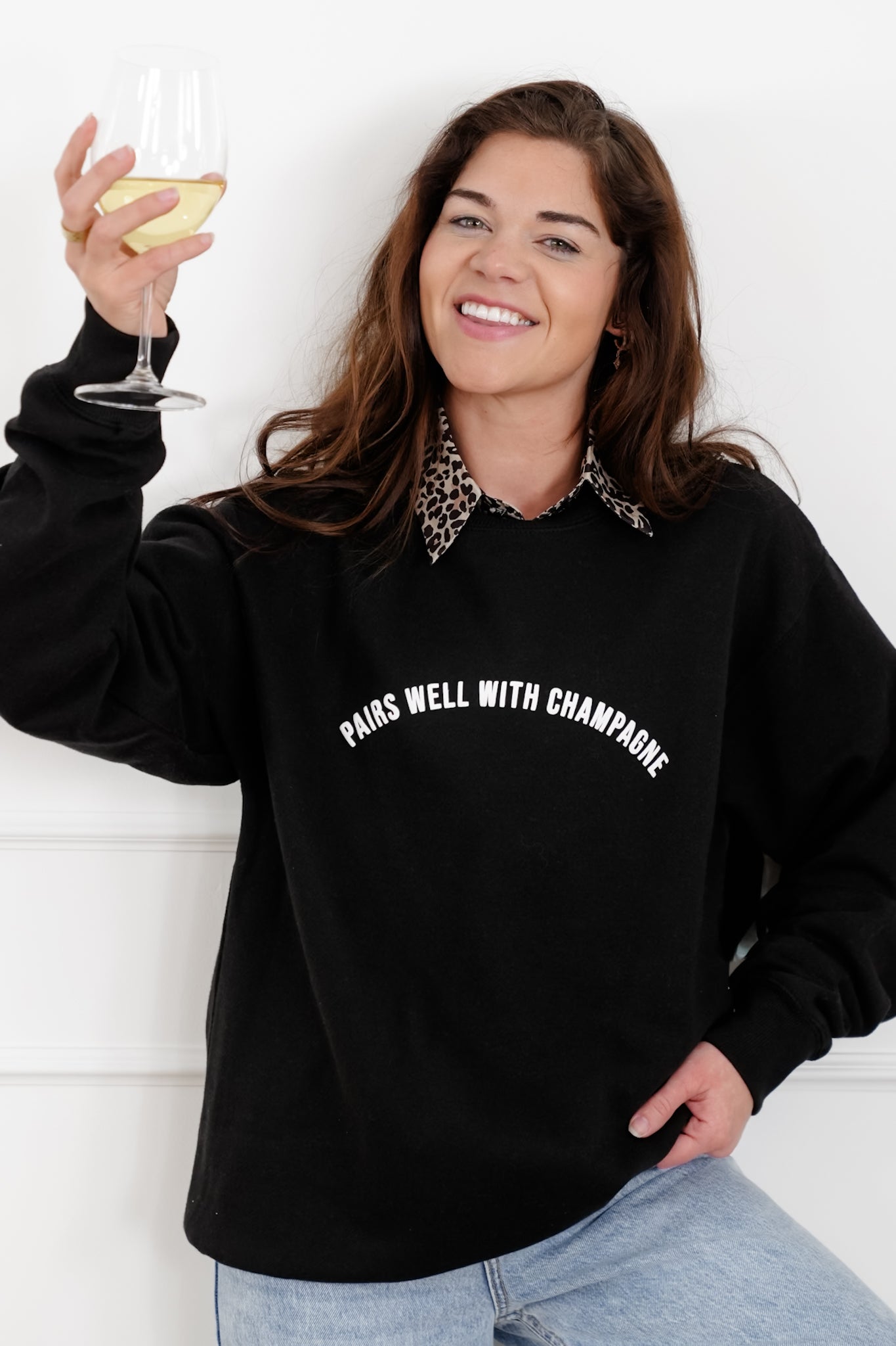Black Long Sleeve "Pairs Well With Champagne" Sweatshirt