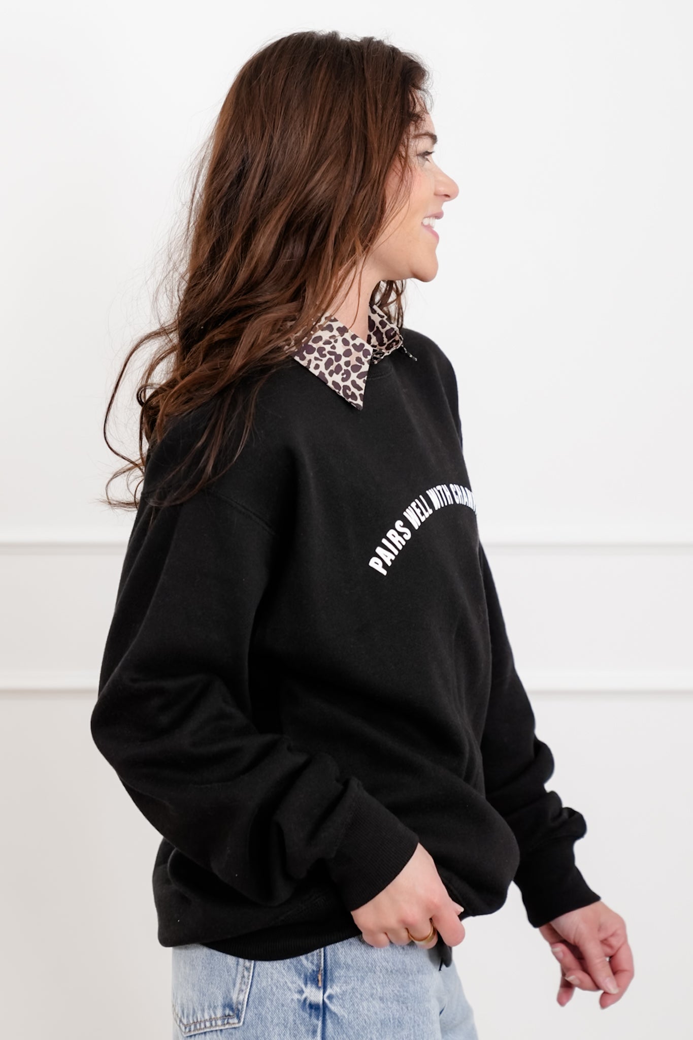 Black Long Sleeve "Pairs Well With Champagne" Sweatshirt