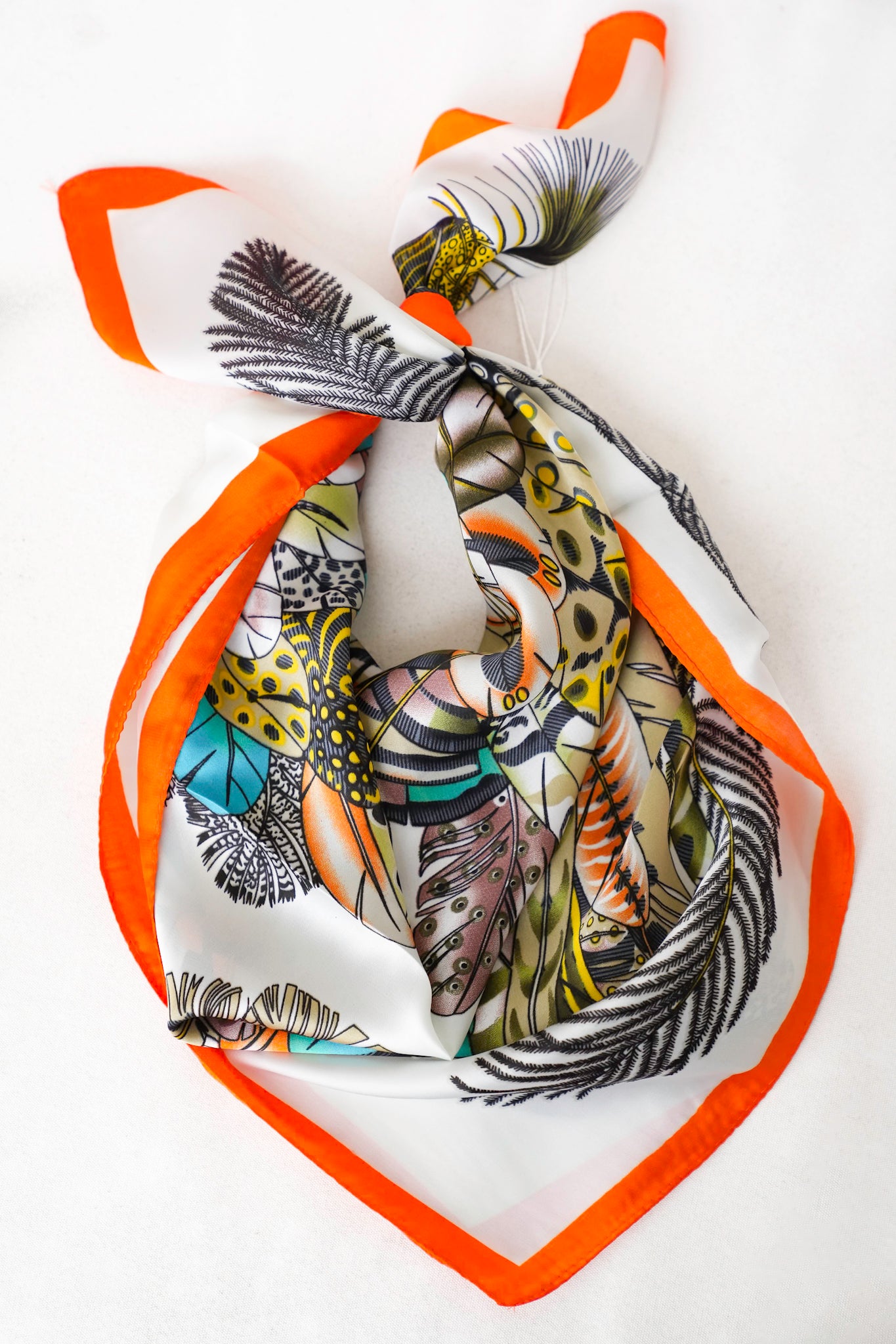 German Fuentes Feather Design Small Scarf