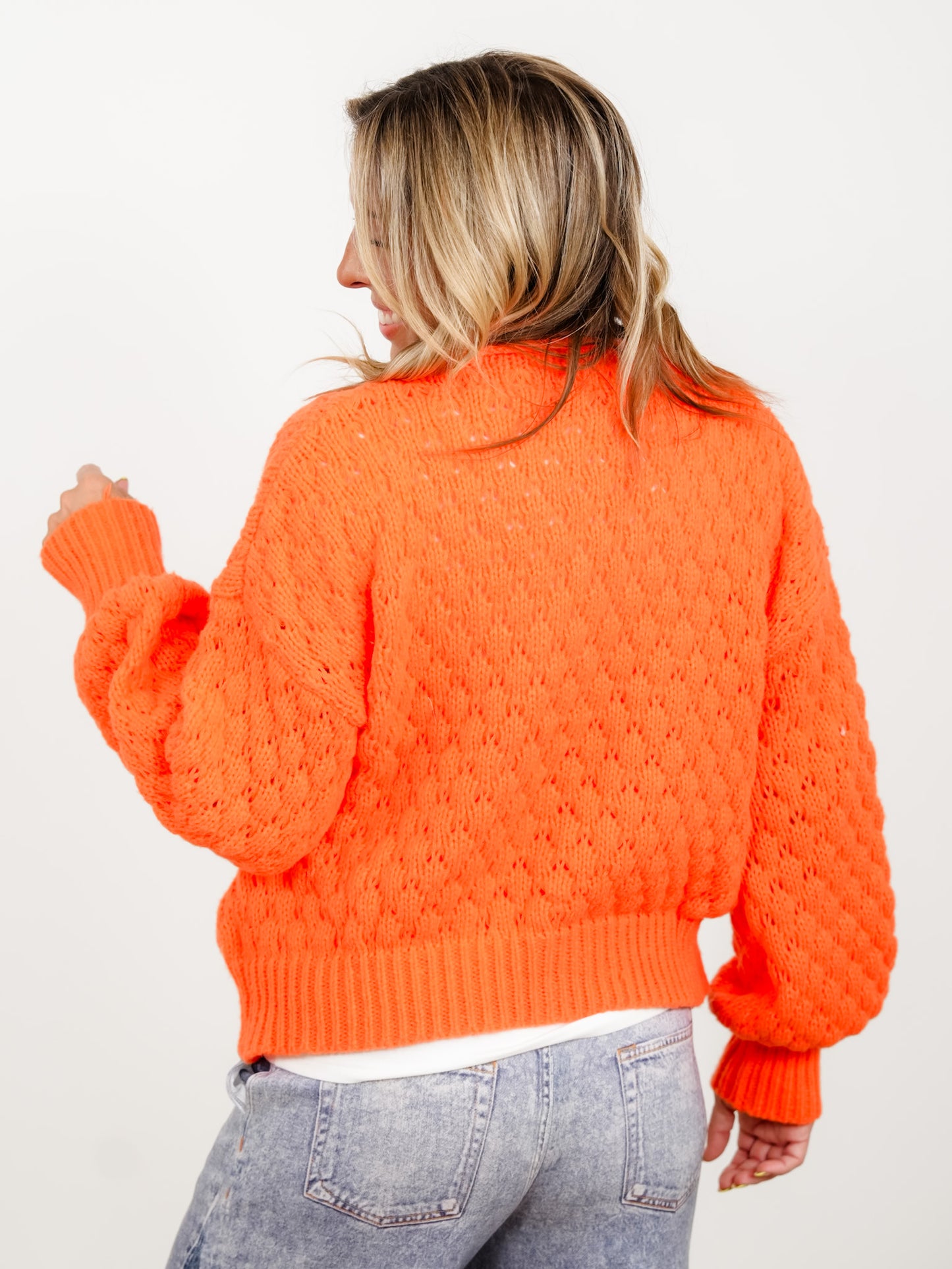Textured Long Sleeve Button Down Cardigan
