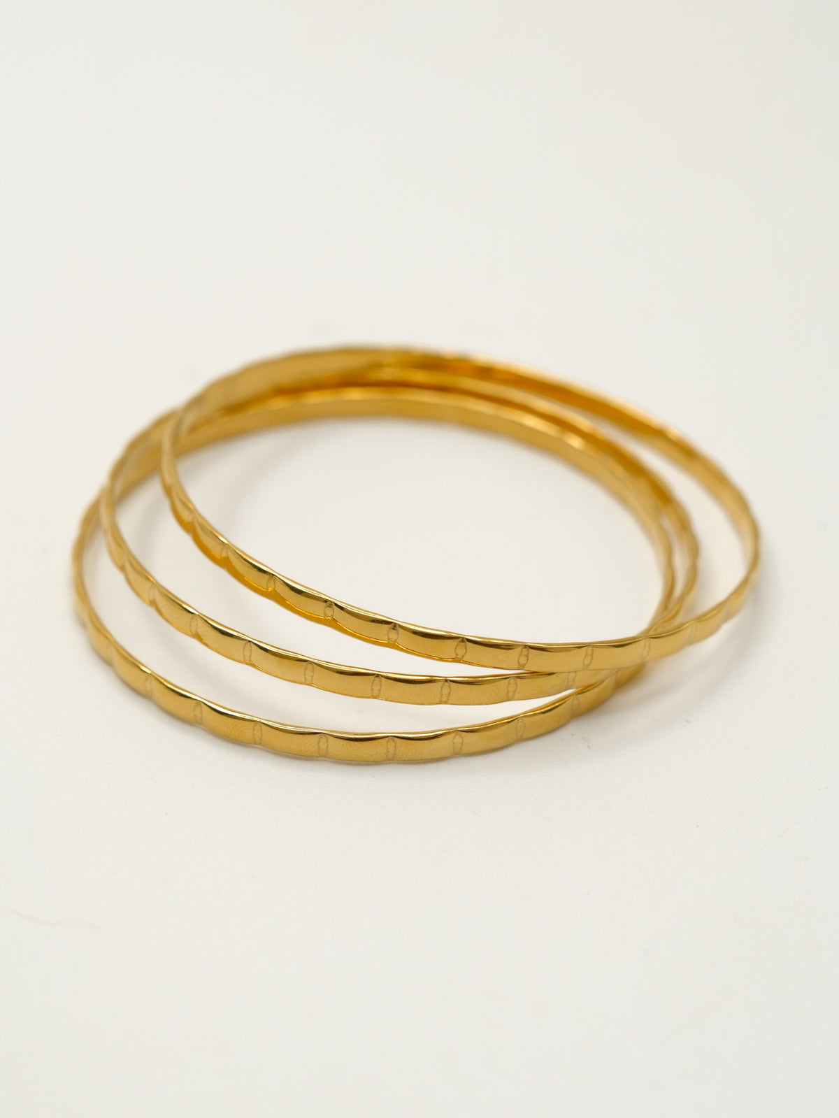 Gold 3 Piece Stamped Metal Bangle Set - Freckled Poppy