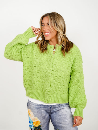 Textured Long Sleeve Button Down Cardigan