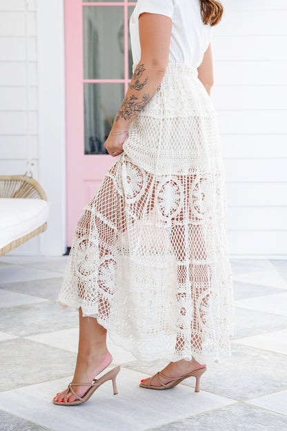 POL Crochet Elastic Waist Skirt