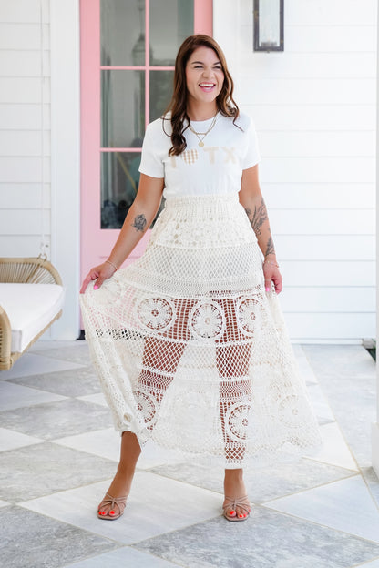 POL Crochet Elastic Waist Skirt