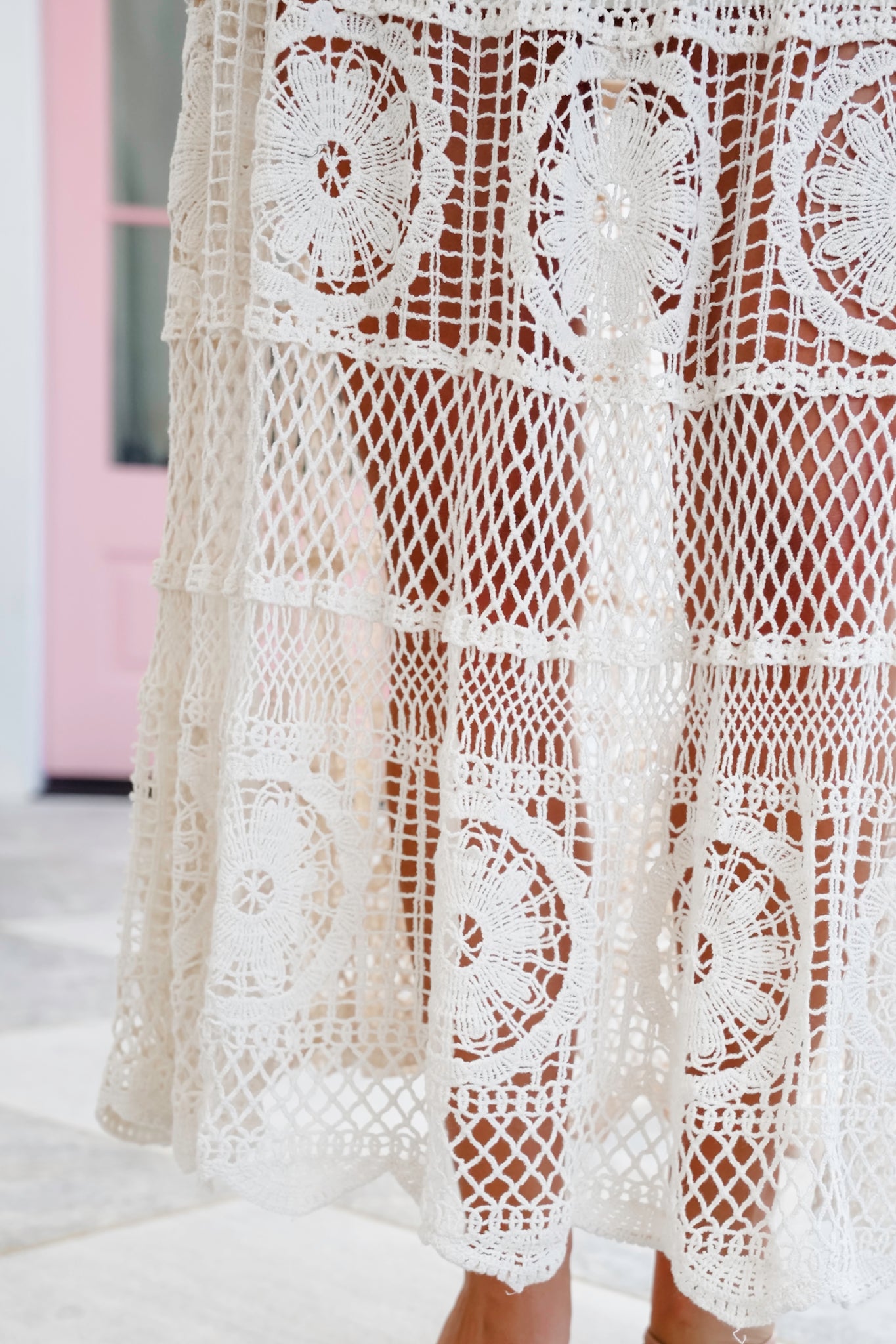 POL Crochet Elastic Waist Skirt