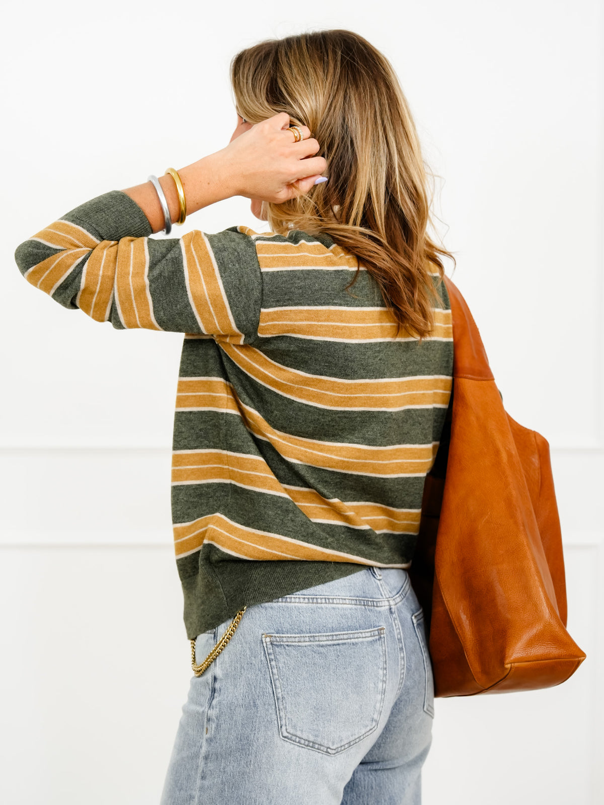 Striped Long Sleeve Rugby Style Sweater