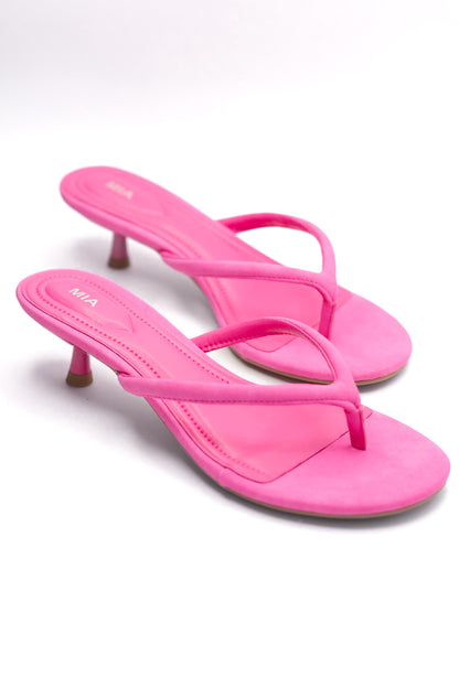 MIA Minimal Thong Kitten Heel Sandal with Slim Strap Design