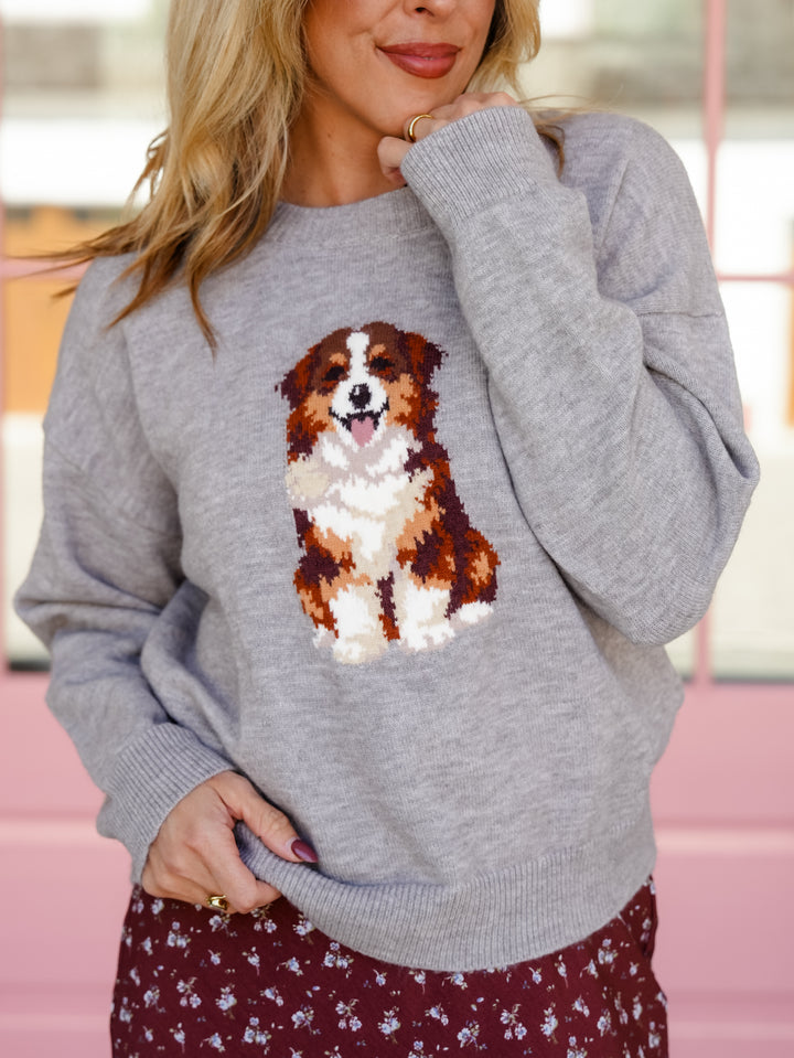 Long Sleeve Australian Shepherd Pullover Sweater - Freckled Poppy