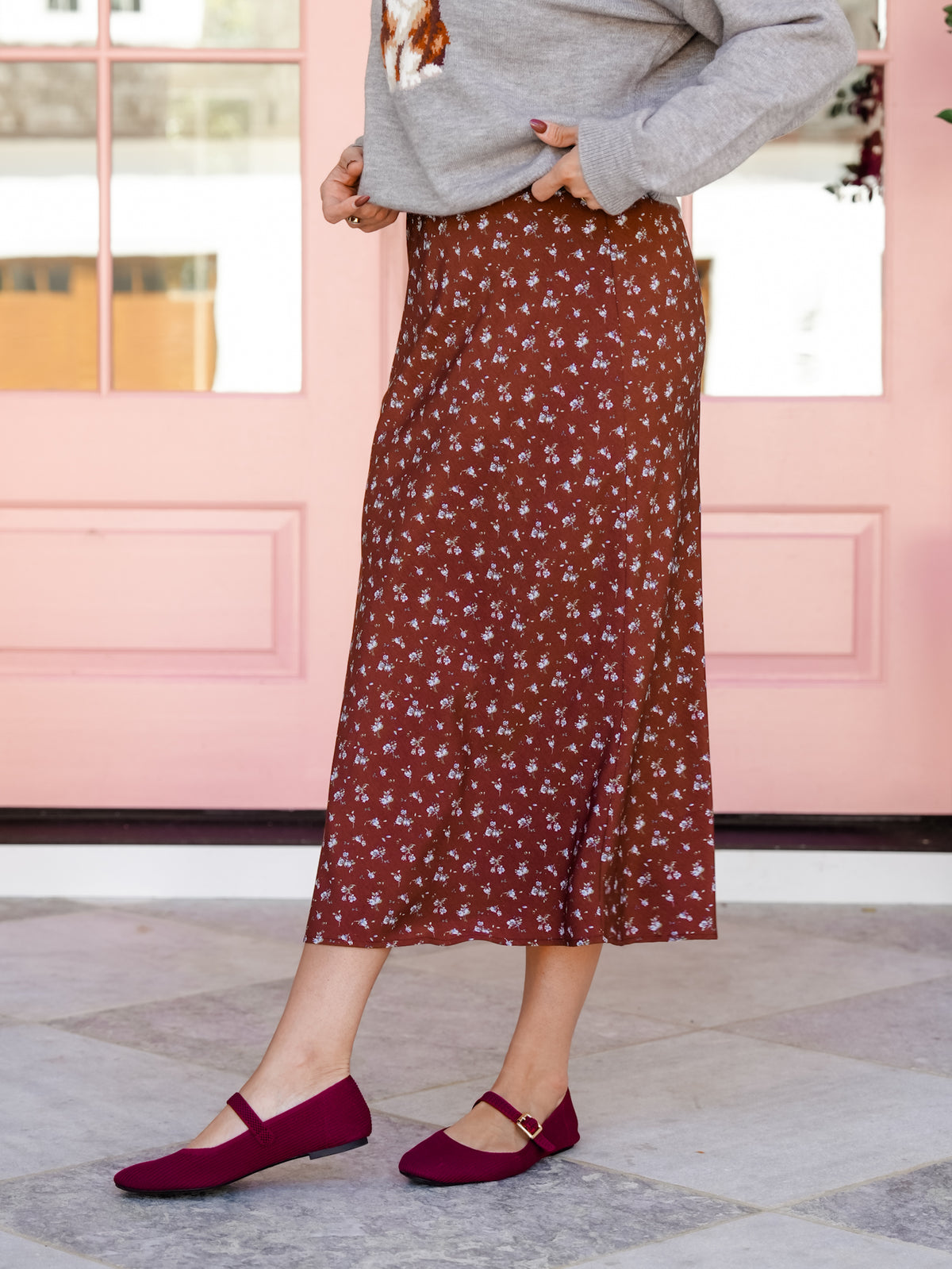 Floral Print Elastic Waist Maxi Skirt - Freckled Poppy