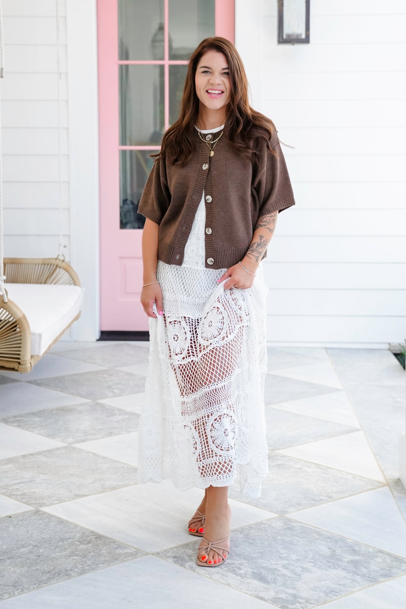POL Crochet Elastic Waist Skirt